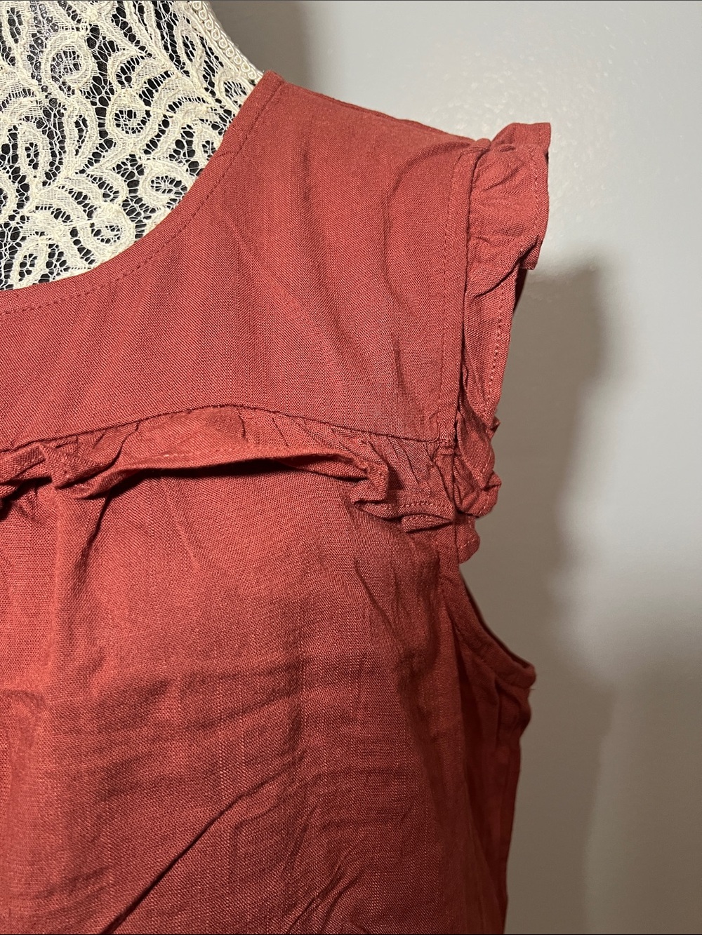 Moa Moa Rust Ruffle Trim Tank Top - Picture 4 of 4